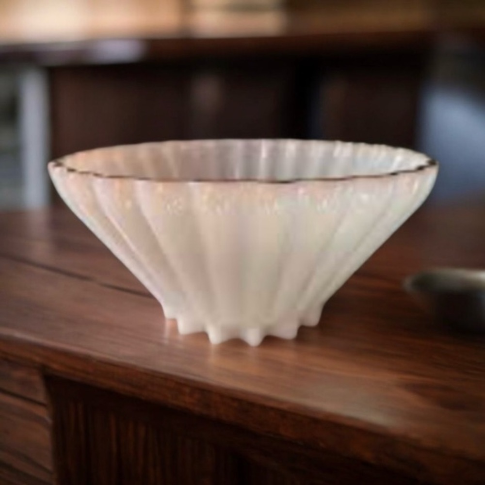 Vintage Anchor Hocking Milk Glass Large Fluted Bowl